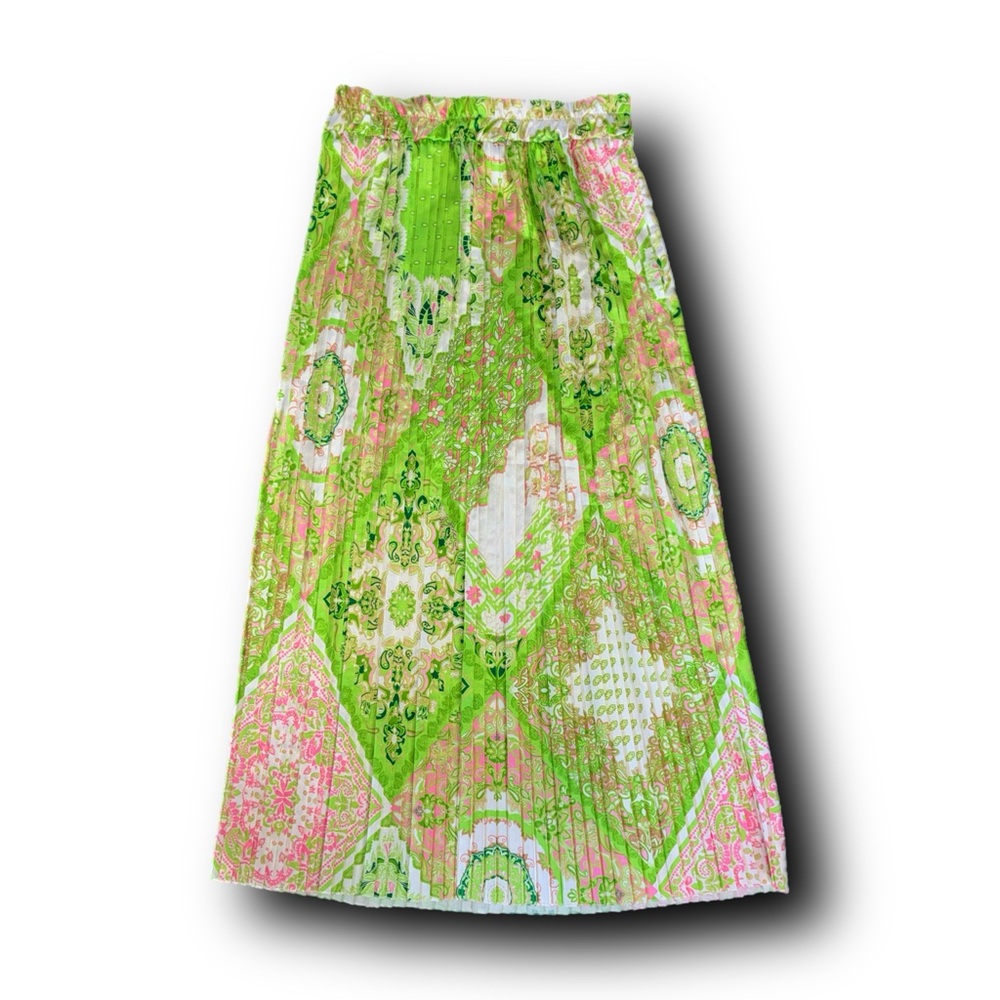 Boohoo Green and Pink Patchwork Boho Satin-Feel Maxi Skirt Whimsycore